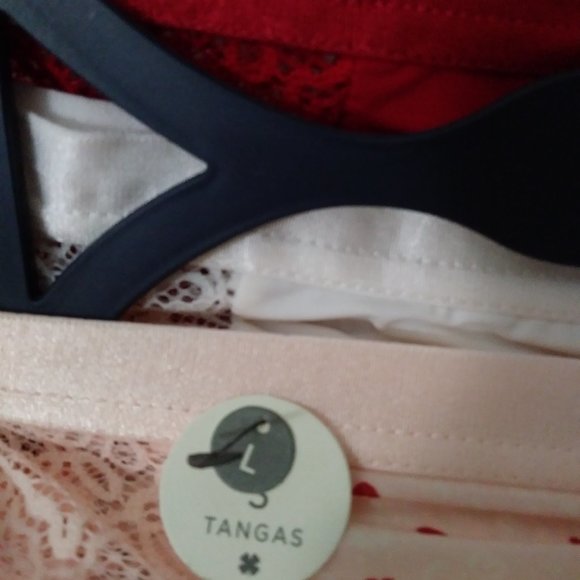 Lucky Brand Tangas 3 PK. Pink White Red Size Large - Picture 6 of 11